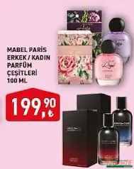 MABEL PARİS ERKEK/KADIN PARFÜM ÇEŞİTLERİ 100 ML fiyat ve kampanya bilgisi